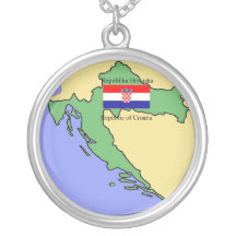 Flag and Map of Croatia Necklace