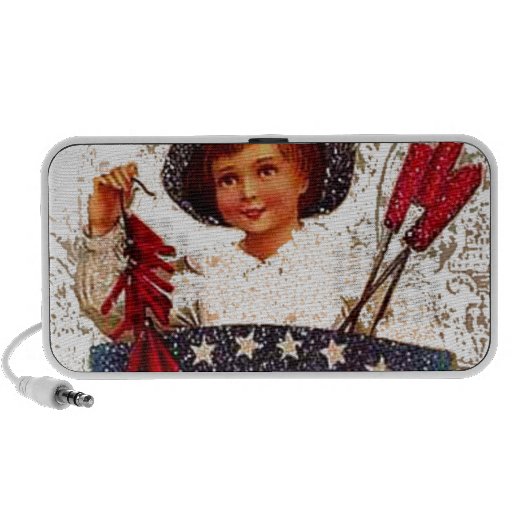 Flag Firecracker Boy 4th of July Patriotic USA Travelling Speaker