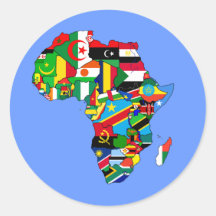 Flag Map of Africa Flags - African Culture Gift Round Stickers
