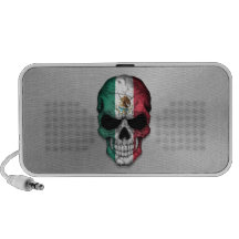 Flag of Mexico on a Steel Skull Graphic Laptop Speakers