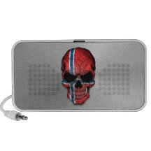 Flag of Norway on a Steel Skull Graphic Mp3 Speakers