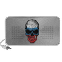 Flag of Russia on a Steel Skull Graphic Mp3 Speakers