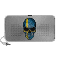 Flag of Sweden on a Steel Skull Graphic Travelling Speaker