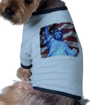 Flag & Statue of Liberty design Pet Tee Shirt