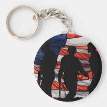 Flag with Soldier Silhouette Keychain