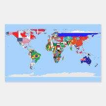flagged world rectangular sticker