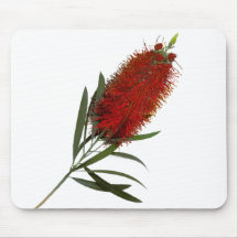 Flame Red Bottle Brush Mouse Mat