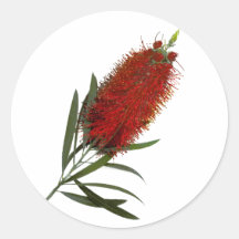 Flame Red Bottle Brush Round Sticker