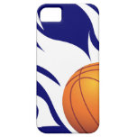 Flaming Basketball Blue and White