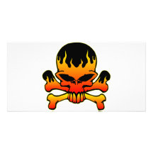 Flaming Skull and Crossbones Custom Photo Card