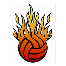 Flaming Volleyball Post Cards