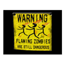 Flaming Zombies Warning Postcards