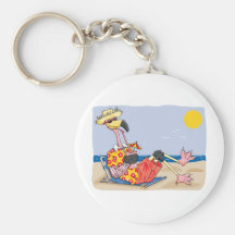 Flamingo On the Beach Key Chain