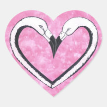 flamingo pink heart sticker