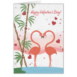 flamingos valentines day card