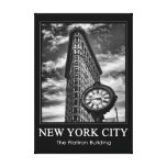 Flatiron Building and Clock in Black and White 1C Canvas Prints