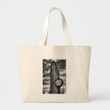 Flatiron Building and Clock in Black and White Tote Bag