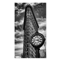 Flatiron Building and Clock in Black and White Business Card