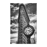 Flatiron Building and Clock in Black and White Canvas Print