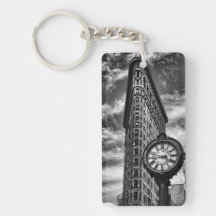 Flatiron Building and Clock in Black and White Key Chains