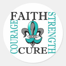 Fleur De Lis 3 Ovarian Cancer Round Stickers