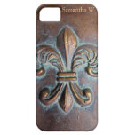 Fleur De Lis, Aged Copper-Look Printed