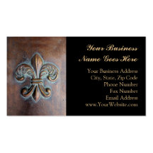 Fleur De Lis, Aged Copper-Look Printed Business Card