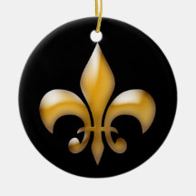 Fleur de Lis Christmas Ornament in Black and Gold