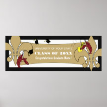 Fleur de Lis Crawfish Graduation Banner Print