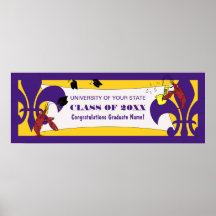 Fleur de Lis Crawfish Graduation Banner Print