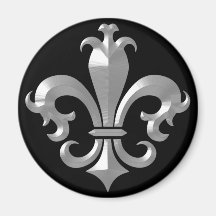 Fleur De LIs Fancy Silver Bevel Saints Classic Magnet
