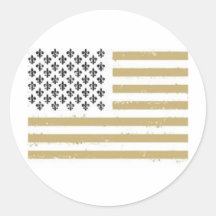 Fleur De Lis Flag Round Sticker