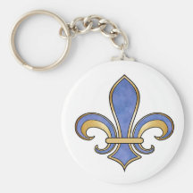 Fleur de Lis in solid colour  - Dark Blue Keychain