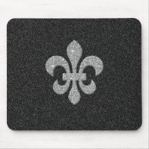 fleur-de-lis on black and white glittery effect mousepads
