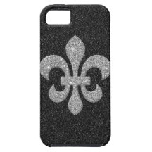 fleur-de-lis on black white glittery effect iPhone 5 case