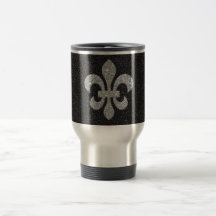 fleur-de-lis on black white glittery effect mugs