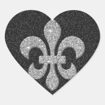 fleur-de-lis on black white glittery effect sticker