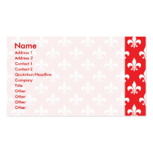 Fleur-de-lis pattern on Red Business Cards
