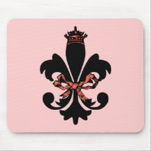 Fleur de lis Queen with bow Mouse Mat