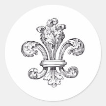 fleur de lis round sticker