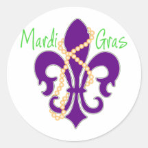 Fleur De Lis with beads Round Stickers