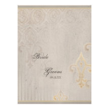 Fleur di Lys Damask 2 Grey Wedding Invitation