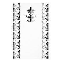 Fleur Heart Crown - Black Customised Stationery