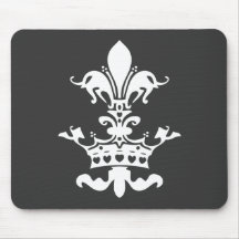 Fleur Heart Crown - Black Mousemats