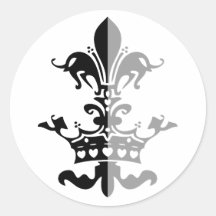 Fleur Heart Crown - Black Round Sticker