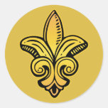 Fleur Mediaeval - Gold Round Stickers