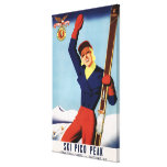 Flexible Flyer Pin-Up Skiing Girl Stretched Canvas Prints