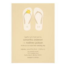 Flip Flop Beach Wedding Invitations -Yellow Flower