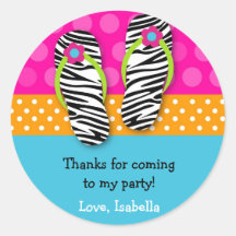 Flip Flop Birthday Party Favour Stickers Labels Ki