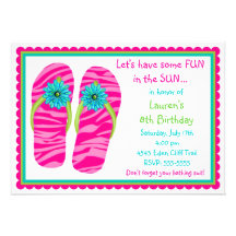 Flip Flops Birthday  Invitations